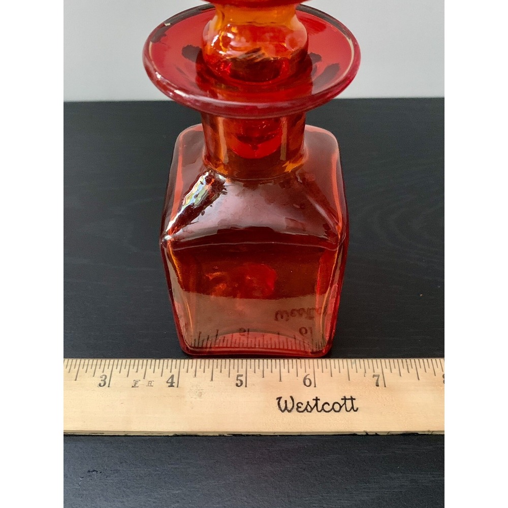 Vintage Hand Blown Rainbow Glass Red Amberina Decanter Stopper MCM - Picture 5 of 8